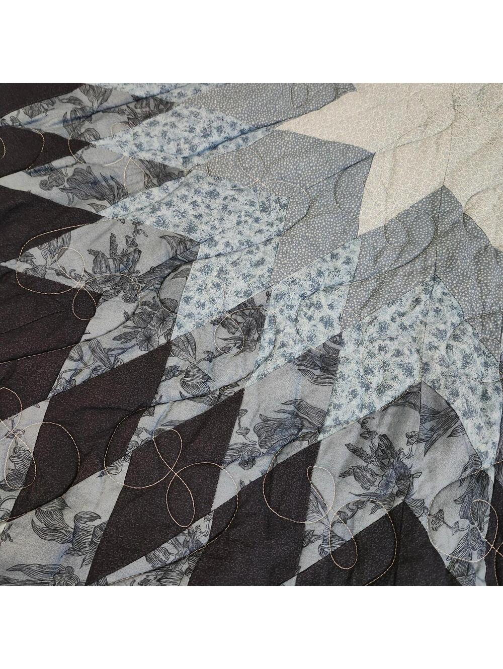 Handmade Blue Lone Star Quilt 104x88 Queen Heirloom Starburst - Picture 4 of 8